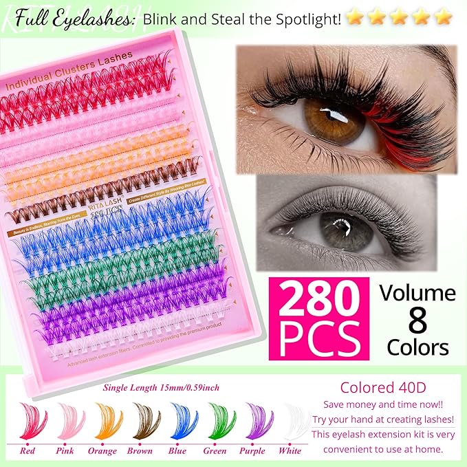 Lash Clusters Kit DIY Lash Extension Kit 3D Effect Cluster Lashes 840Pcs Cluster Eyelash Extensions Wispy Eyelash Clusters with Lash Bond&Seal,Gift Packs for Beginners Bulk Pack(12 Counts Lash Kit-3)