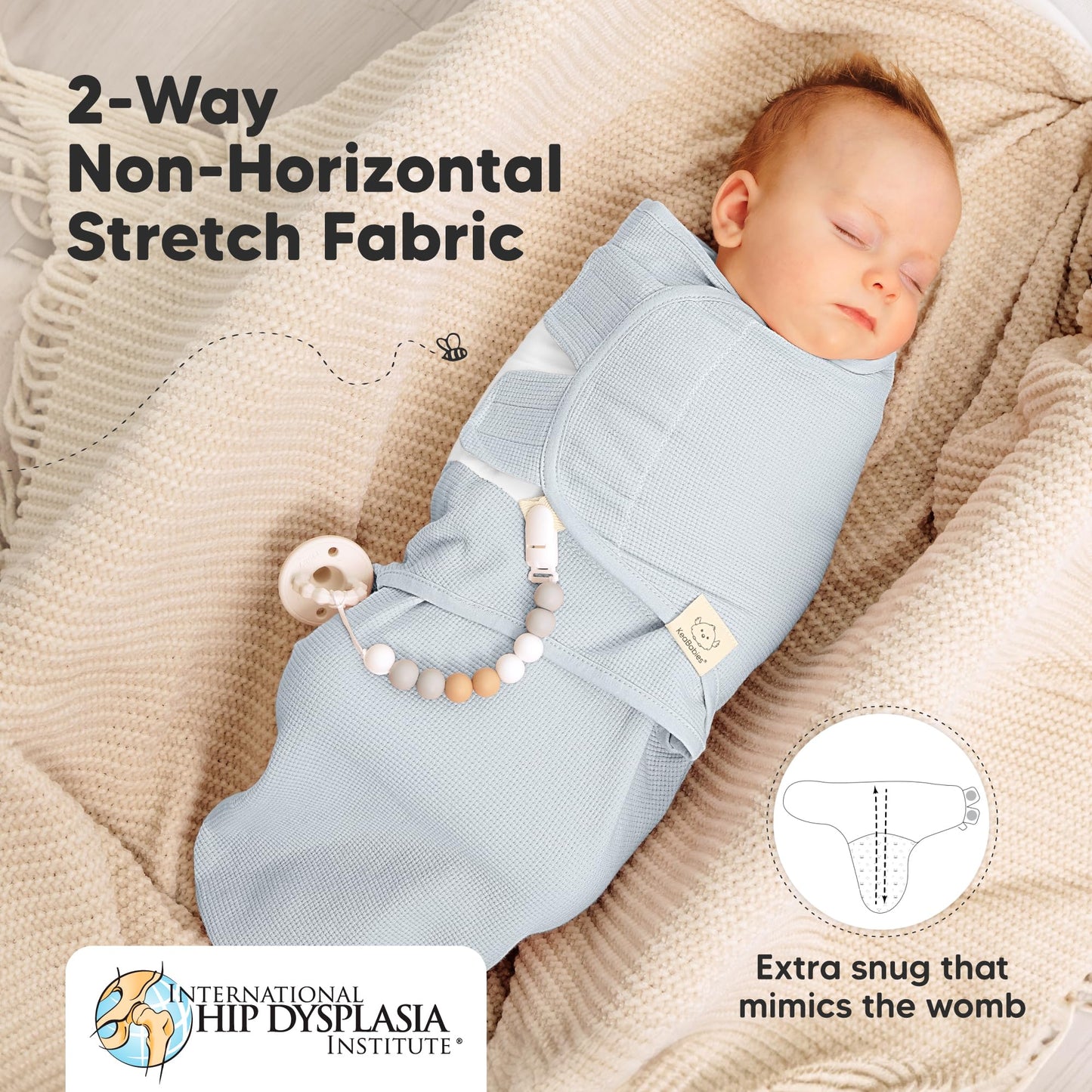 3-Pack Organic Swaddles for Newborns, Baby Sleep Sacks 0-3 Months - Baby Swaddle Wrap, Newborn Wearable Blanket, Infant Sleep Sack for Girls, Boys, Soft & Snug, Large Hook & Loop Closure (Glacier)