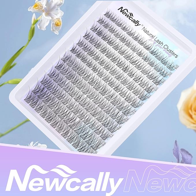 Natural Lash Clusters Kit Wispy Lash Extension Kit Cluster Eyelash Extension C-curly Cluster Lashes Kit DIY Eyelash Extension Kit Natural Eyelash Clusters with Lash Bond and Seal by Newcally