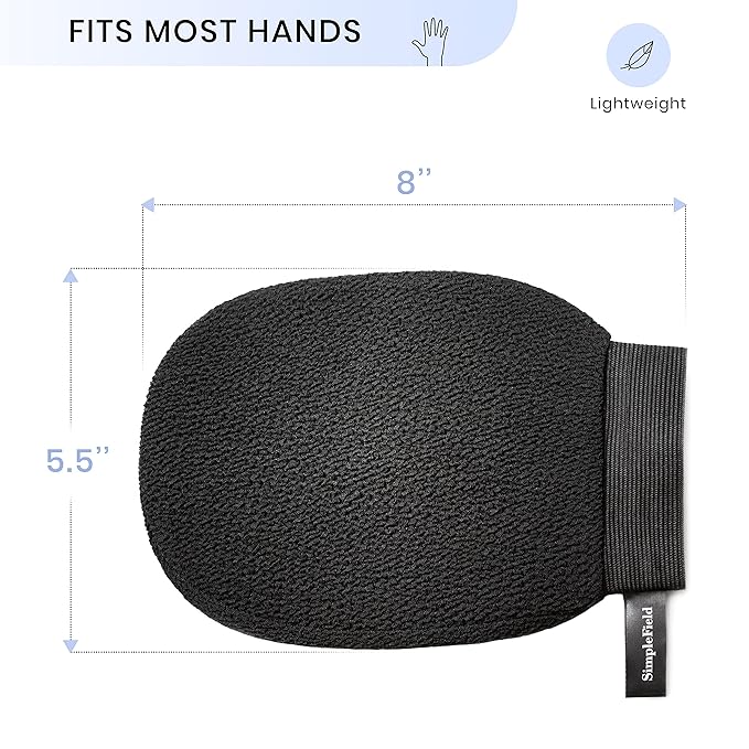 SimpleField Korean Exfoliating Mitt for Remove Dead Skin. 100% Viscose Deep Kessa Exfoliating Glove for Body Scrub, Keratosis Pilaris and Self Tanning Removal. Easily Smooth Skin Surface. (1 Piece)