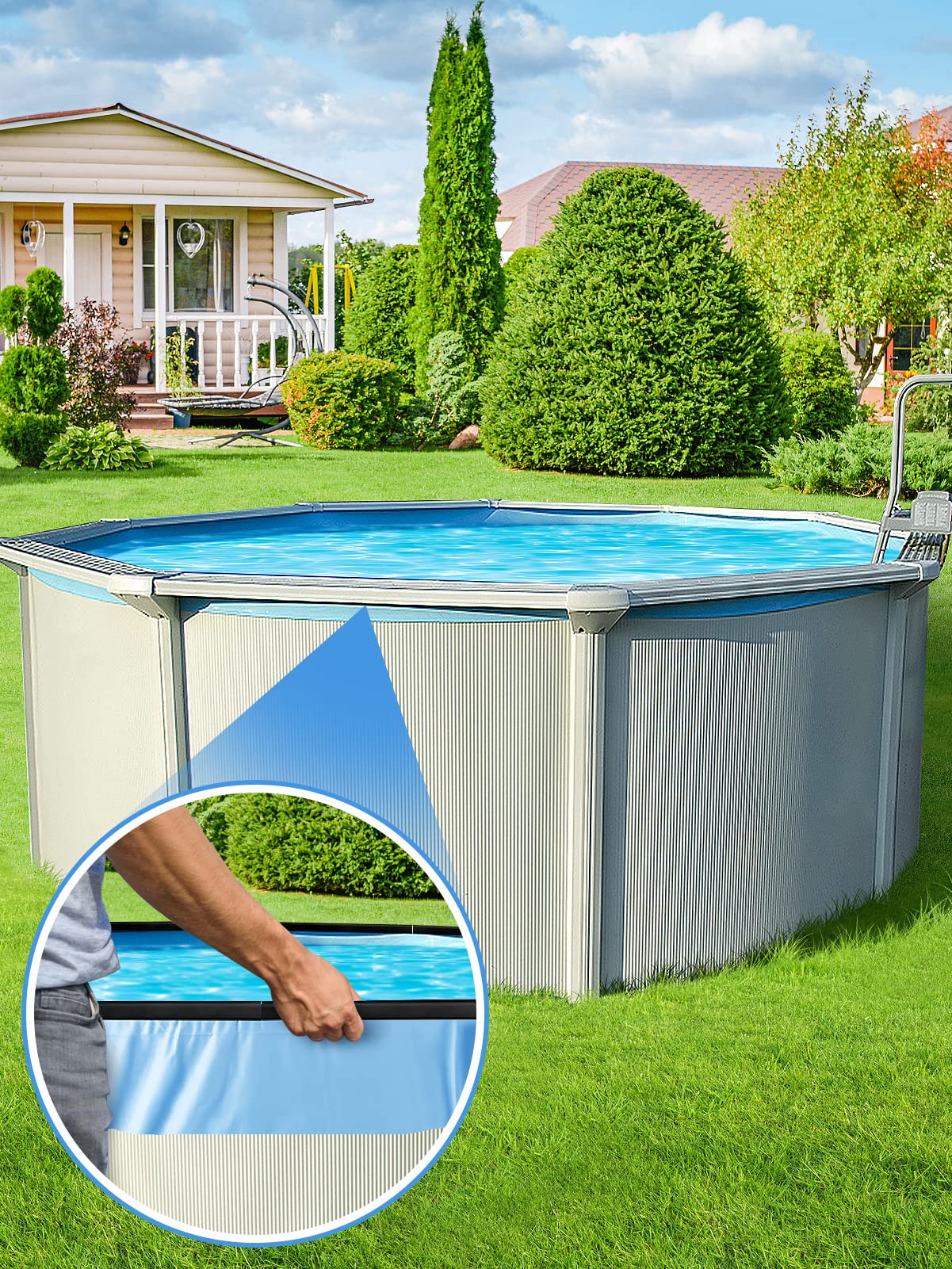 Biggun 24" Extra-Long Coping Strips for Overlap Above Ground Pool Liners - Easy to Install Swimming Pools Liner Clip Replacement for 27ft Round or 18 * 33ft Oval Pool(Qty 45)