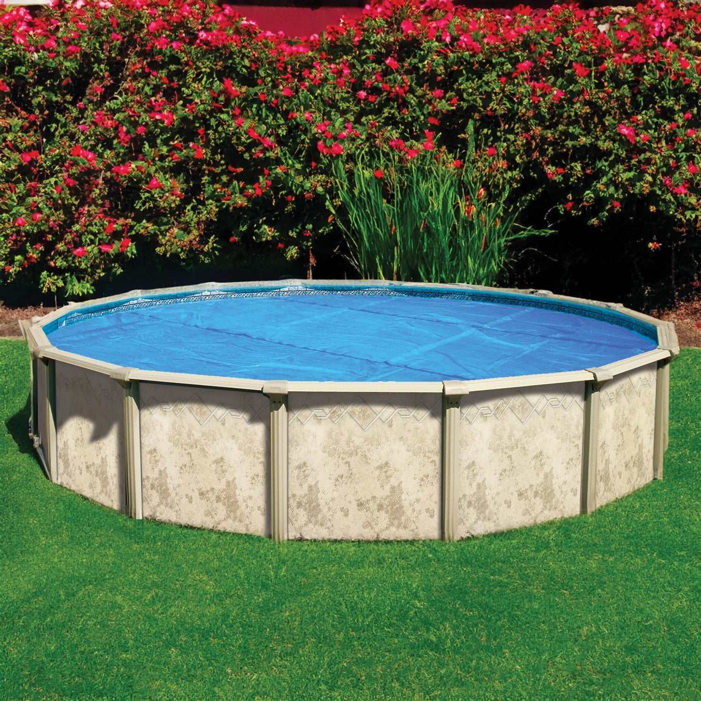 In The Swim 21' Standard Blue Round Solar Pool Cover 8 Mil for Solar Heating Above Ground Pools and Inground Pools
