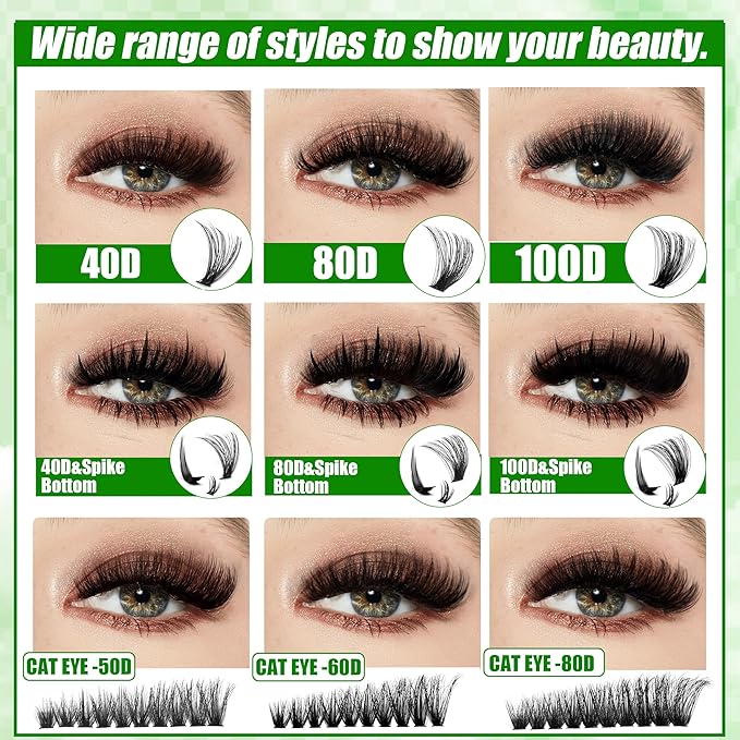 YIDUO 6 Box Mix Lashes Clusters Kit Gift Packs 1686Pcs with 2X Bond&Seal Volume Mega/Bottom Soft Extension False Eyelash Wispy Natural DIY Individual Clusters Lash Kit for Beginners Bulk Pack