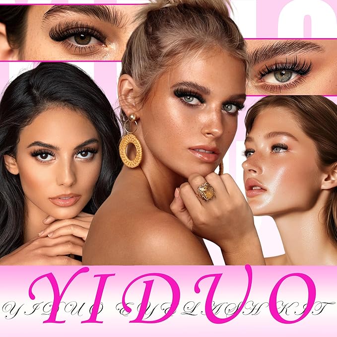 YIDUO 6 Styles Eyelash Clusters Kit 40D/60D/Volume/Manga/Spikes Portable Lash Makeup Bag Kit 10-18mm Wispy Individual Eyelash Extensions, Volume Studio Effect Lashes Kit