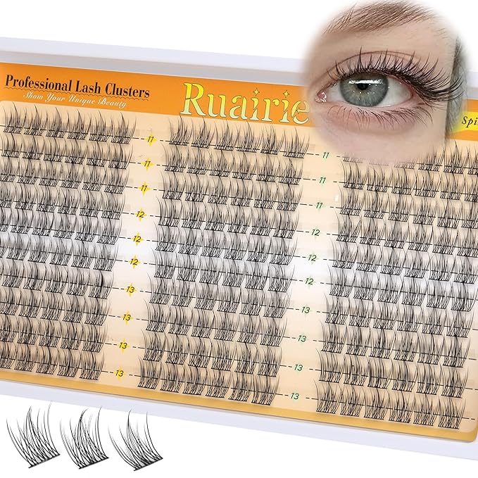 Natural Lash Clusters Manga Cluster Eyelash Extensions 180PCS Wispy Eyelash Clusters C-Curly Lashes Clusters 11-13mm Eyelash Extensions with Thin Band DIY at Home Individual Lashes by Ruairie