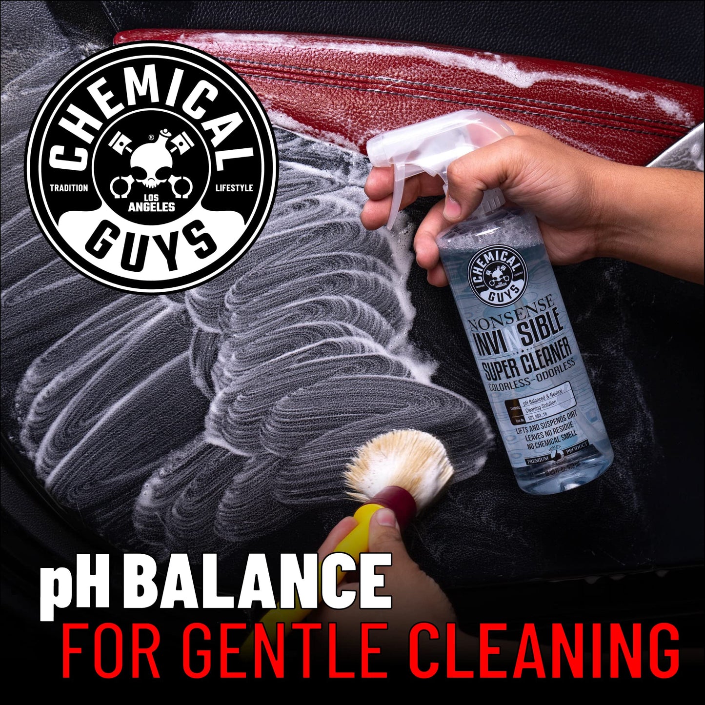Chemical Guys Nonsense Colorless & Odorless All Surface Cleaner - Interior Cleaner, Safe for Vinyl, Rubber, Plastic, Carpet, and Upholstery, pH Balanced, Residue-Free, Unscented, 16 Fl Oz, Pack of 2