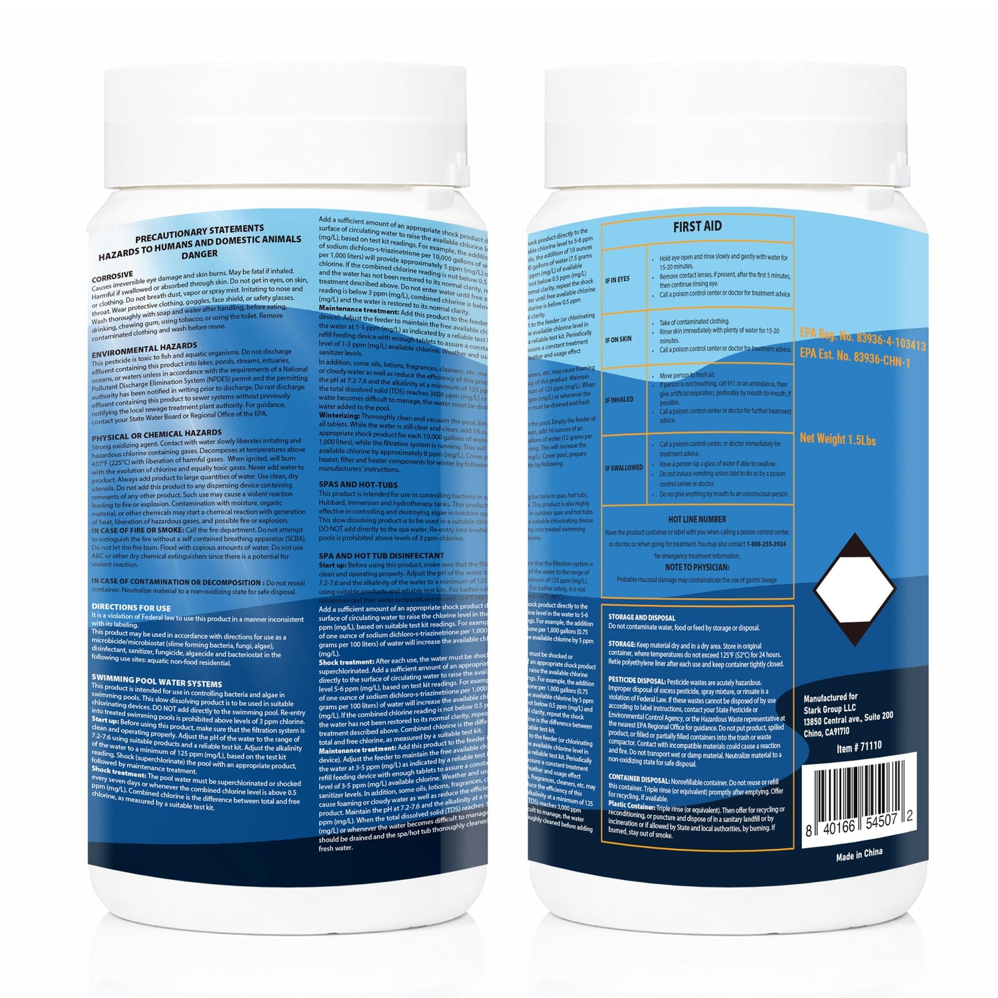 XtremeClear Value Pack 2 Pack 1" Chlorine Tabs, Long-Lasting Stabilized, Swimming Pool, Hot Tubs & Spa, Small Pool Sanitizer - Slow Dissolving Tablet, 3Lbs (1.5Lbs Each Bottle)