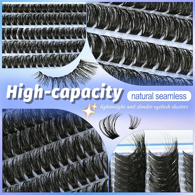 Lash Clusters Wispy 60D Eyelash Clusters 10-18mm Fluff Cluster Eyelash Extensions D Curl No Plastic Feel Individual Lashes Extension 240 Pcs Versatile False Eyelashes Clusters