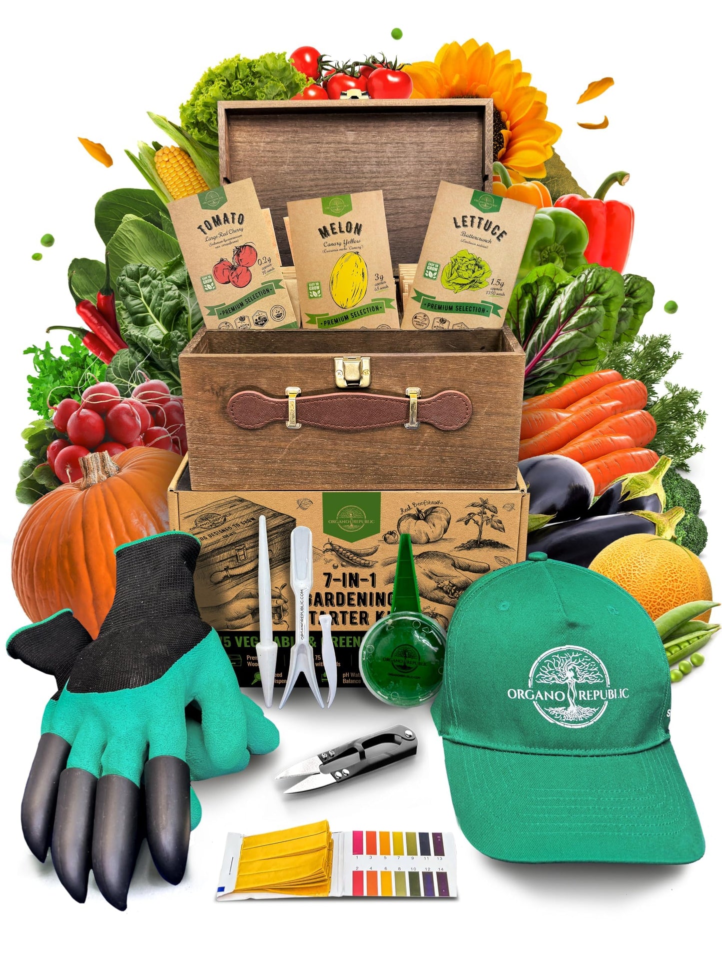 75 Vegetable & Greens Seeds Variety Pack, Garden Seed Starter Kit - Over 44,700 Non-GMO Heirloom Seeds for Planting Vegetables and Greens, Seed Box with Gardening Supplies, Gardening Gifts