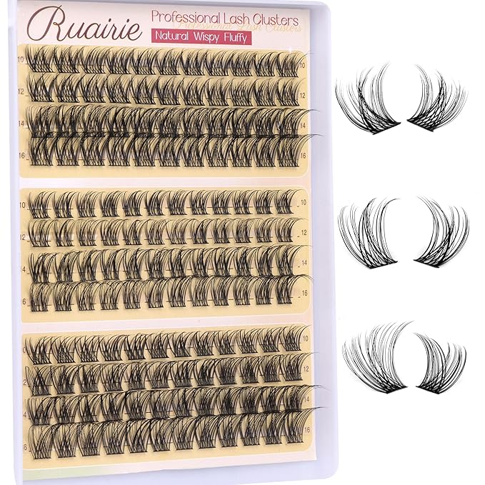 Natural Lash Clusters Wispy Eyelash Clusters 3 Styles 10-16MM Cluster Eyelash Extensions CD Curly Individual Lashes 140pcs DIY Lash Extensions with Soft Thin Band
