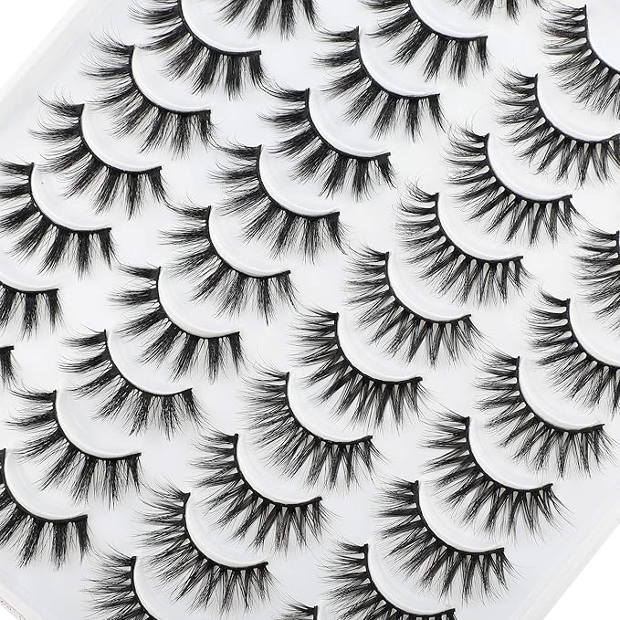Lanflower Natural Lashes Pack Faux Mink Lashes Handmade Wholesale Strip Lashes 20 Pairs 2 Styles