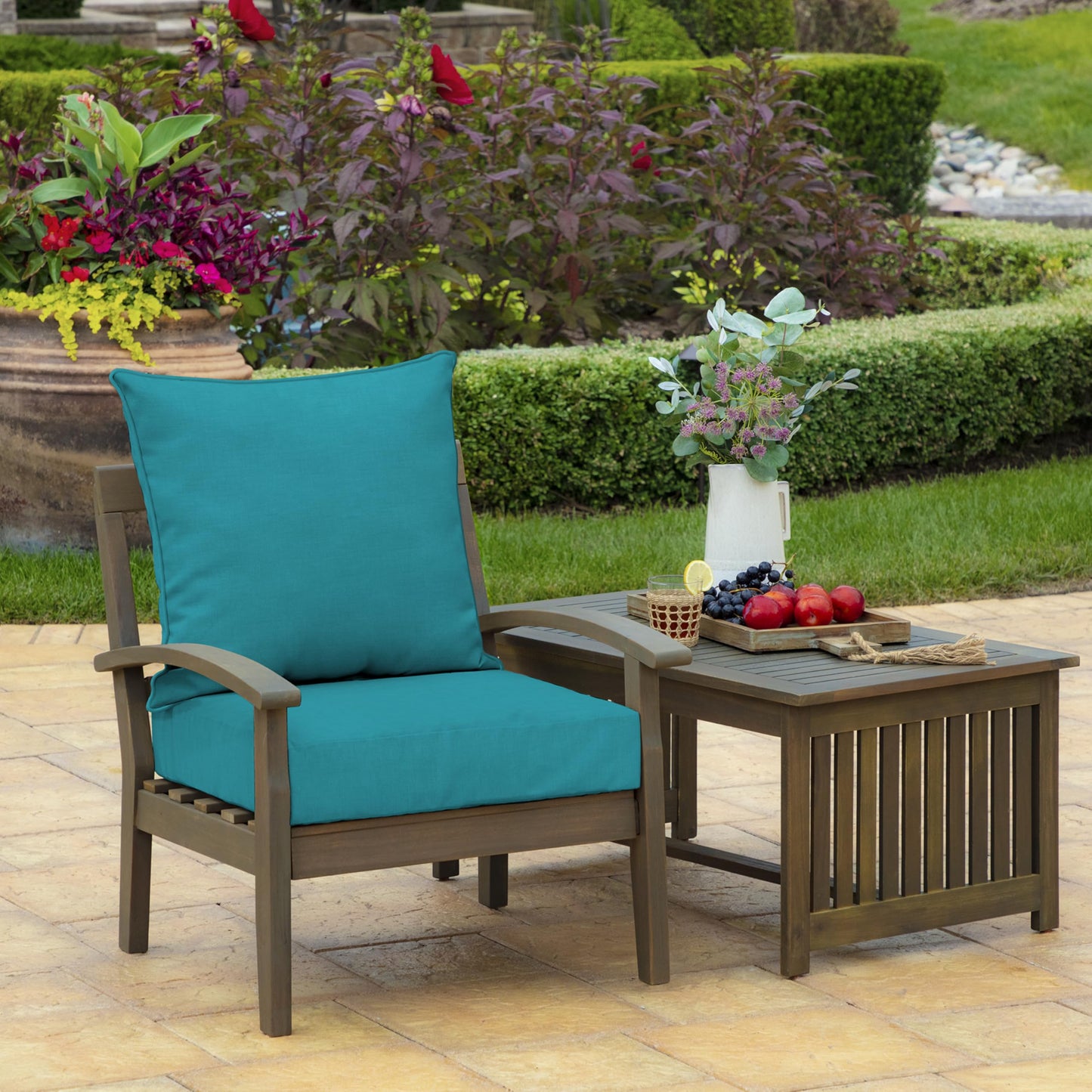 Arden Outdoor Deep Seat Cushion Set (2-Pack), 22 in x 24 in, Weather-Proof, Rain-Proof, Fade Resistant Patio Cushion for Chair, Sofa, and Couch Lake Blue Leala