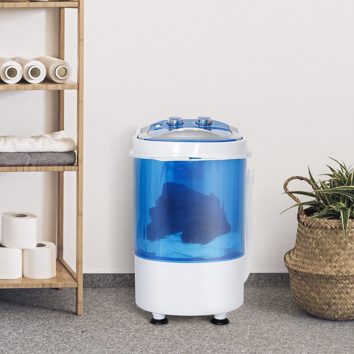 Saturnpower Portable Mini Washing Machine，Small Compact Laundry 4.4lbs Capacity Washer w/Spin Cycle Basket and Drain Hose Drum Washing Machine