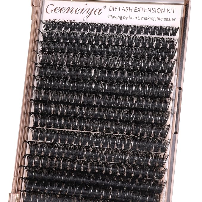 Geeneiya Volume Lash Clusters Eyelash Clusters DIY Lash Extension D Curl Eyelash Extensions,10-14mm Eye Corner Individual Eyelashes and 16-18MM Cluster Lashes