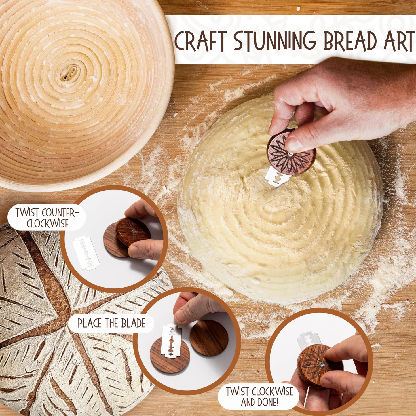 Superbaking Sourdough Proofing Basket Gift Set, Round 9" & Oval 10" Banneton, Sourdough Starter Kit, Sourdough Banneton Basket, Banneton Bread Proofing Basket Set of 2, Sourdough Bread Baking Supplies