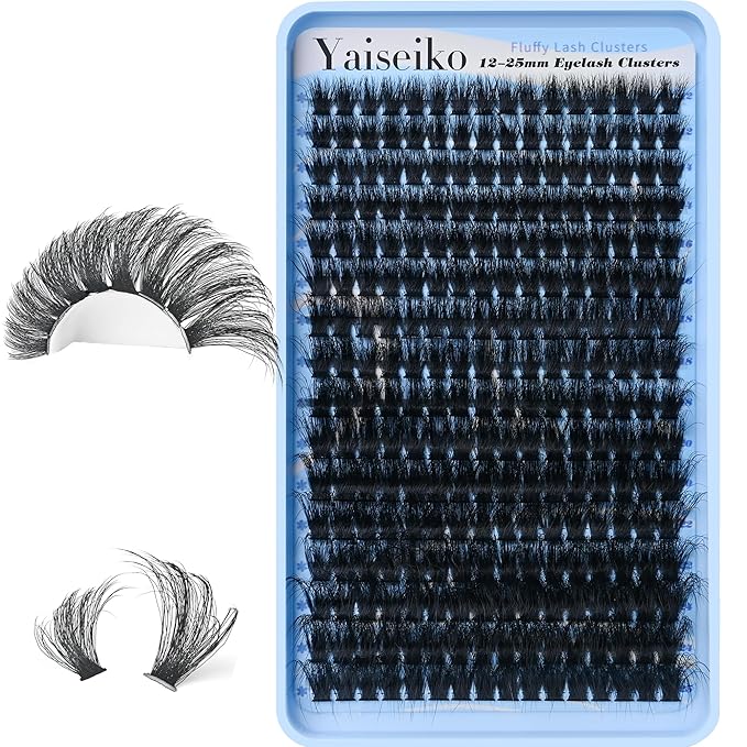 Lash Clusters 140D Thick Eyelash Clusters 12-25mm Wispy Individual Mega Volume Lashes D Curl Long Cluster Eyelash Extensions 256Pcs DIY Lash Extension at Home, by Yaiseiko(Plant Fiber)