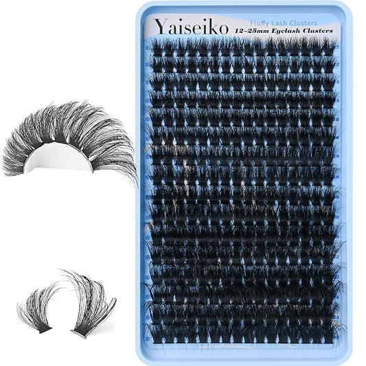 Lash Clusters 140D Thick Eyelash Clusters 12-25mm Wispy Individual Mega Volume Lashes D Curl Long Cluster Eyelash Extensions 256Pcs DIY Lash Extension at Home, by Yaiseiko(Plant Fiber)