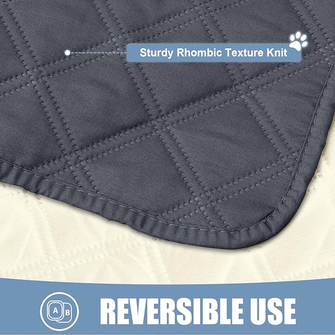 Smiry Waterproof Dog Bed Cover Pet Blanket, Soft Washable Dog Blanket for Furniture Bed Couch Sofa Reversible, Checkered (40"x70", Dark Grey/Beige)