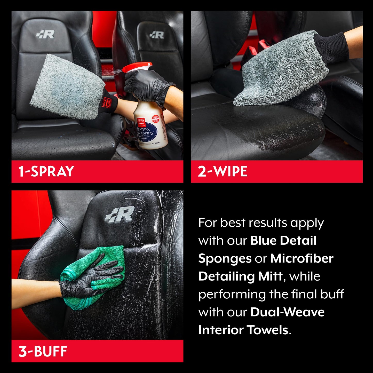 Griot's Garage Leather 3-in-1 Spray, Cleaner and Conditioner for Leather and Vinyl, Car Seats and Vehicle Interior, Truck, RV, Boats, and Home, 10964, 1 Gallon