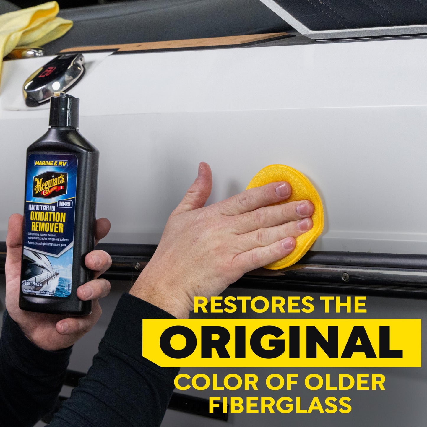 Meguiar's M4916 Marine/RV Heavy Duty Oxidation Remover, Oxidation, Water Spot, Stain, and Boat Scratch Remover for Vehicles with Gel Coat and Fiberglass Surfaces, 16 Oz - Packaging may vary