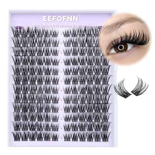 Eefofnn Eyelash Clusters Wispy Cluster Eyelash Extensions Natural Lash Clusters Left+Right Lash Extension CC Curly Individual Lashes 10-15MM Cat Eye Lashes Thin Band Eyelash Extension Easy To Use