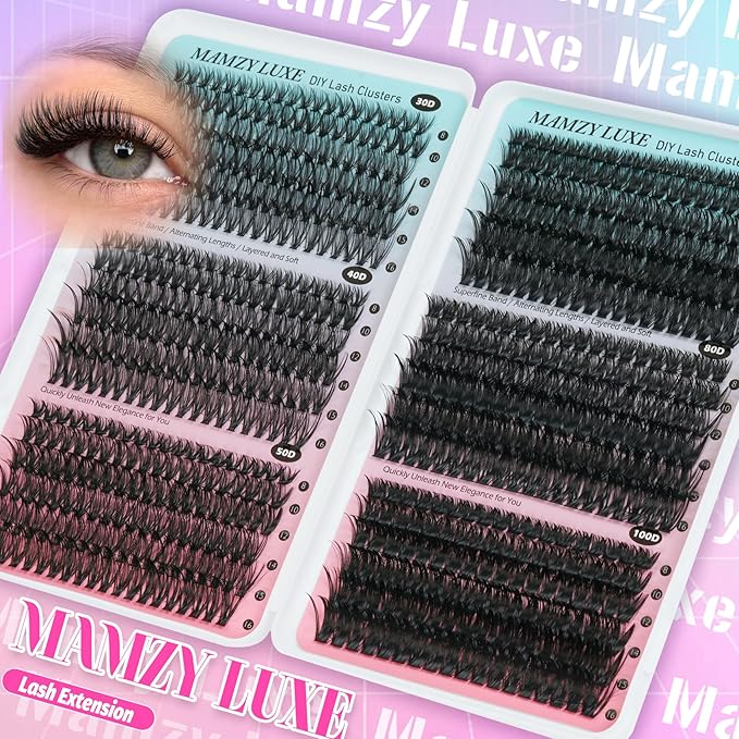 Lash Clusters 708PCS Cluster Eyelash Extensions 10-16MM Wispy Lashes Clusters 30+40+50+60+80+100D Eyelash Clusters Mix Daily Look Fake Eyelashes Extension