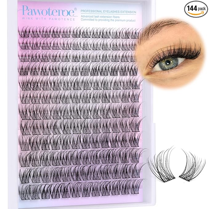 Pawotence Wispy Lash Clusters Natural Cluster Lashes Extension DIY Natural Eyelash Clusters Extension 10-16mm Individual Lashes False Eyelashes Wispy Soft Cluster Eyelash Extensions