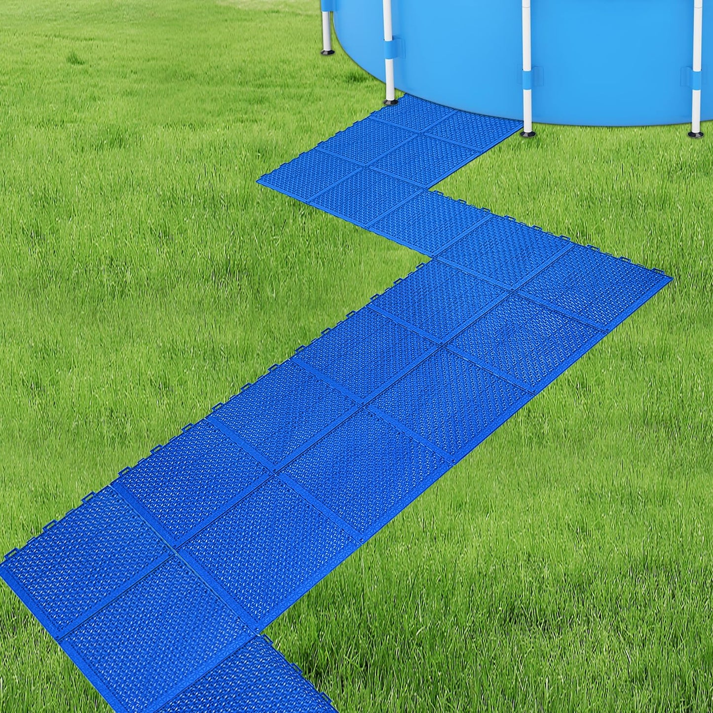 Hlimior 20Pcs Pool Drainage Mat,10.3" x 10.3"Above Ground Walkways, Pool Mat with Multiple Splicing Methods to Prevent Dirt from Entering The Pool,Interlocking Plastic Floor for Pools, Spas, Passways
