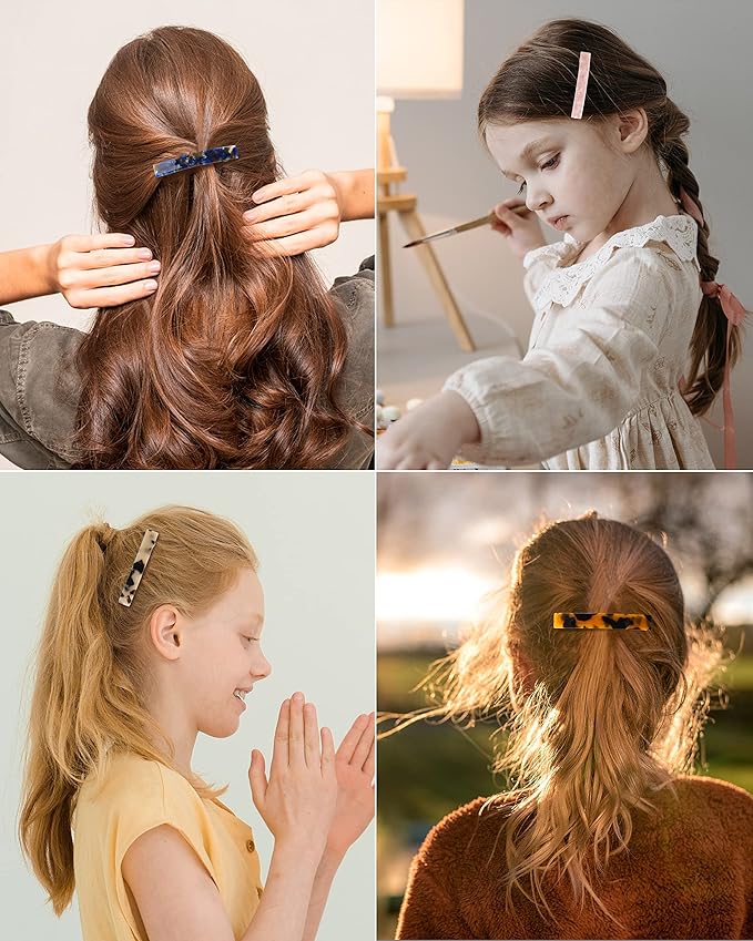Hair Barrettes for Women, 8 Pcs Barrettes for Fine Thin Thick Hair, 3 Inch Acetate Small Clips Barrette No Slip, French Tortoise Shell Womens Girls Accessories