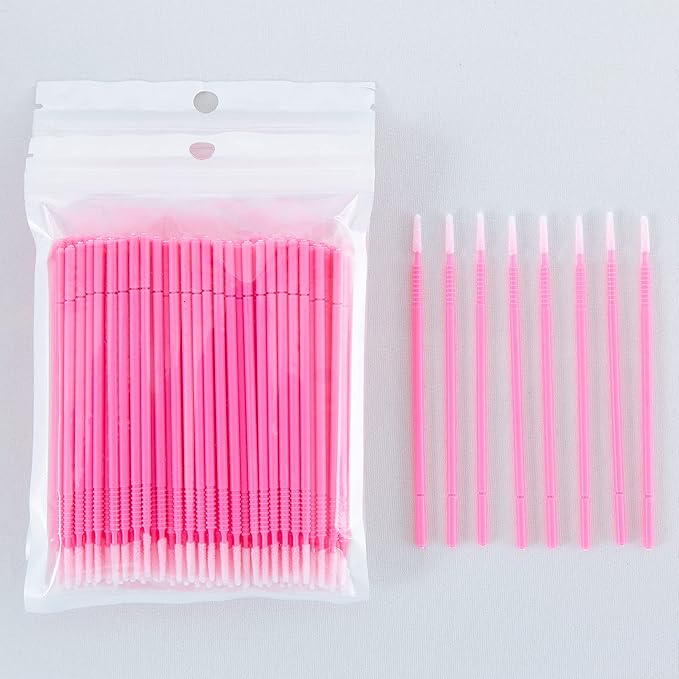 i-Laesh 200 pcs Micro Brushes - Microswabs for Eyelash Extensions - Applicators Brush for Lash Mascara Wand, Eye Dental Lashes, Eyebrow, and Personal Care - Pink (Replacement - Pro Grip)