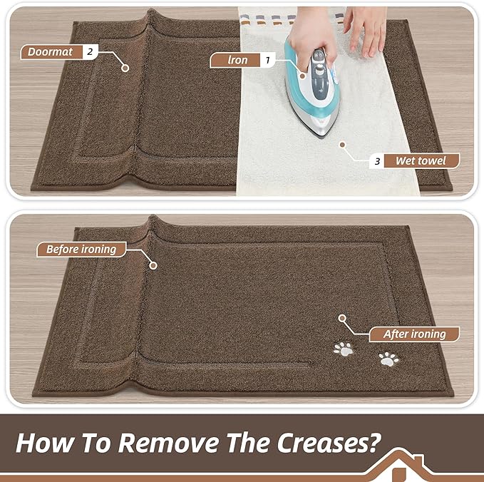 BEQHAUSE Dog Door Mat for Mud Paws Dirt Trapper Doormat Non-Slip Entryway Rugs Absorbent Welcome Mat Washable Indoor Floor Mat Low-Profile for Front Door, 32" x 48", Brown