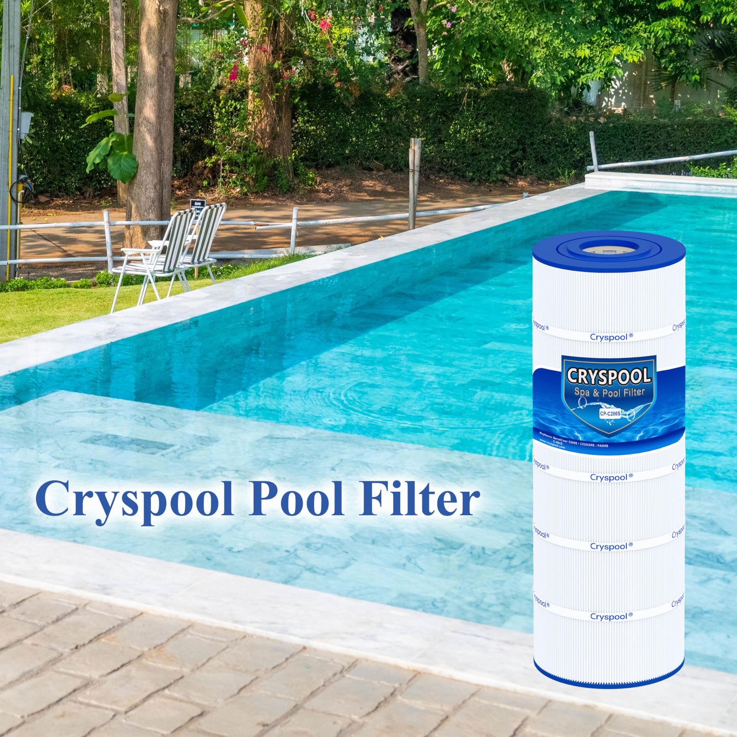 Cryspool® C200S Filter Compatible with CX200XRE, SwimClear C200S, C200S, C-9442, PA200S, 200 Sq. Ft Pool Filter Cartridge, 1 Pack
