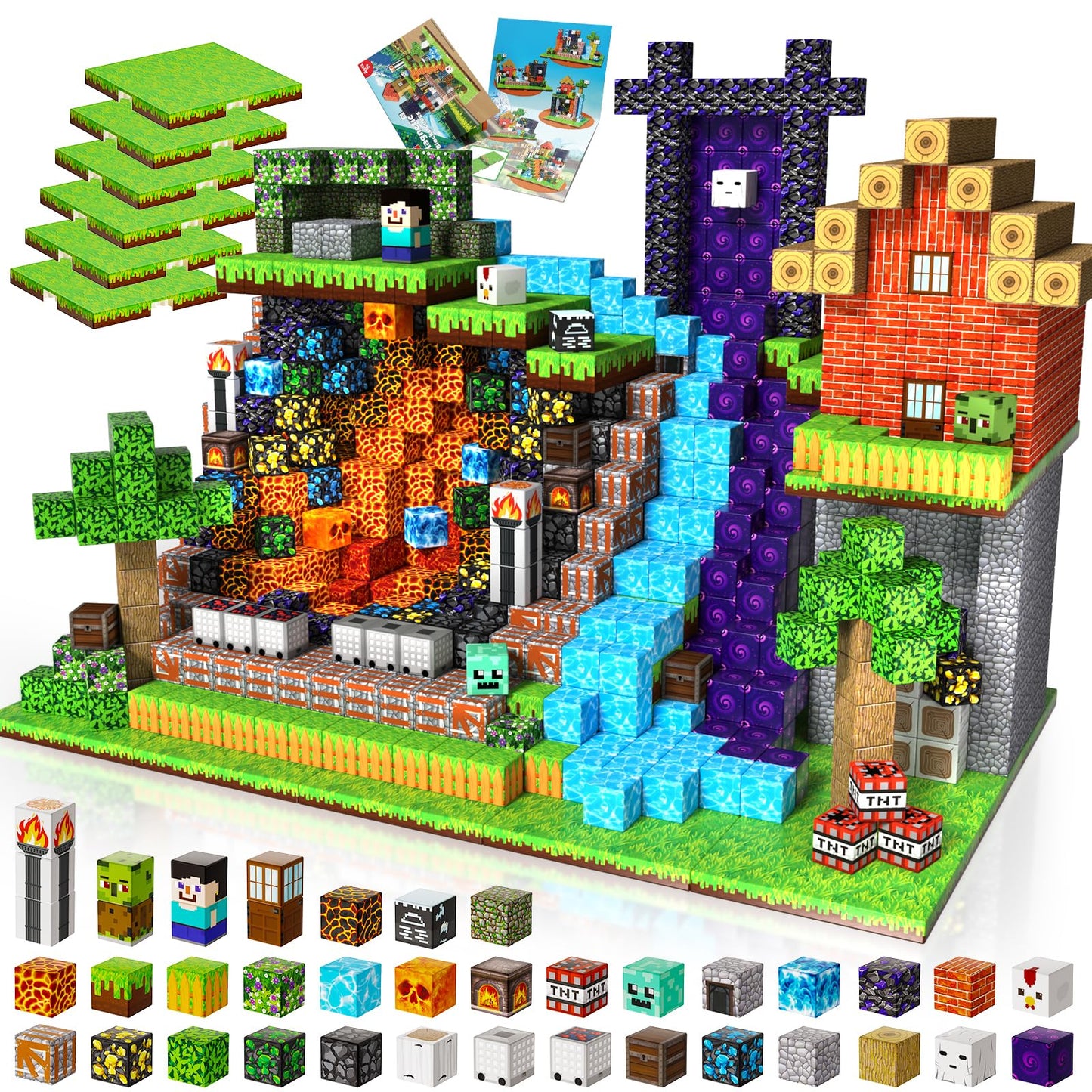 200PCS Magnetic Building Blocks with 6 Baseplate, Magnetic Blocks Cubes for Kids Ages 4-8, Stacking Magnet Blocks STEM Building Toys for Boys Girls Ages 3 4 5 6 7 8-12 Christmas Birthday Gifts