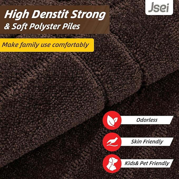 JSEI Entryway Rugs Doormat 32"x48", Non-Slip Dirt Trapper Door Mats Indoor, Washable Absorbent and Stain Resist Welcome Floor Mat for Front Door, Dog Door Mat, Dirty Wet Shoes & Paws, Brown