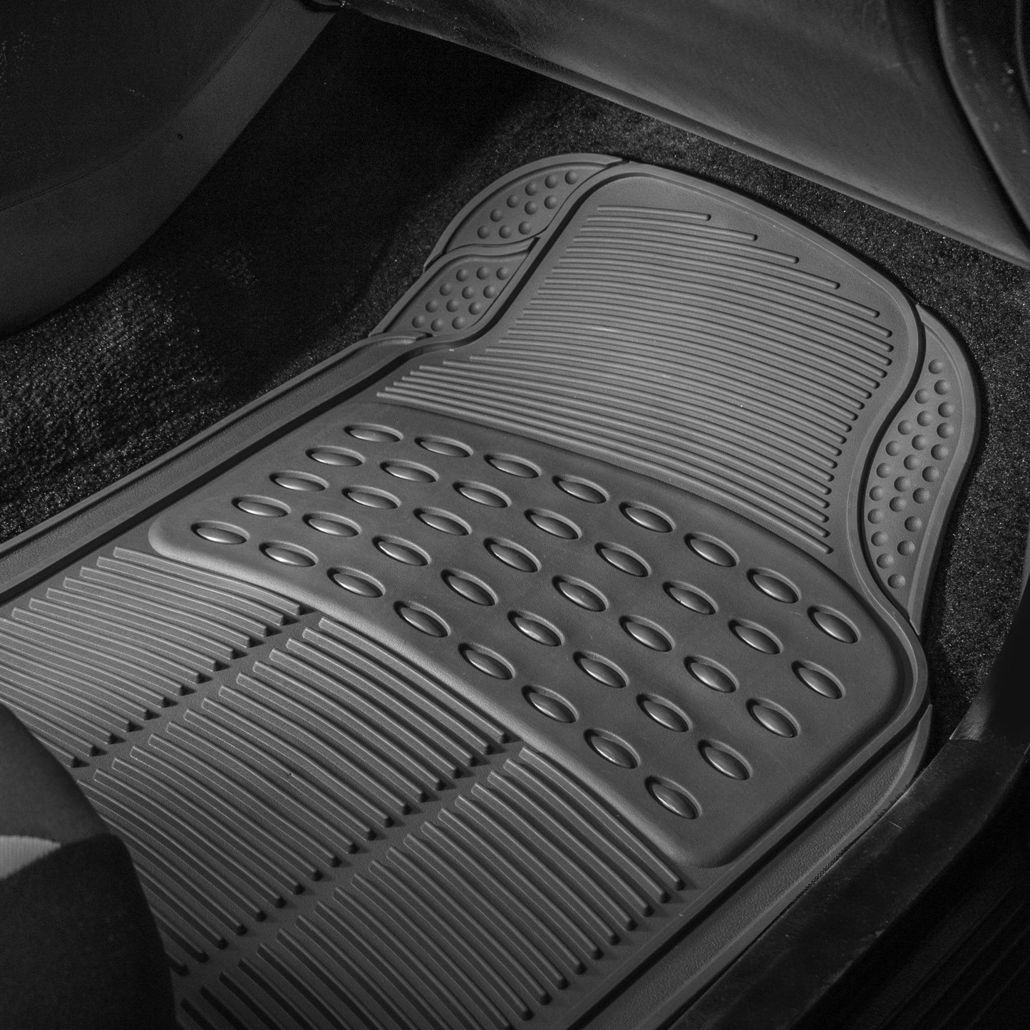 FH Group Automotive Floor Mats Climaproof for All Weather Protection Universal Fit Trimmable Heavy Duty fits Most Cars, SUVs, and Trucks, 2pc Front Set Solid Gray