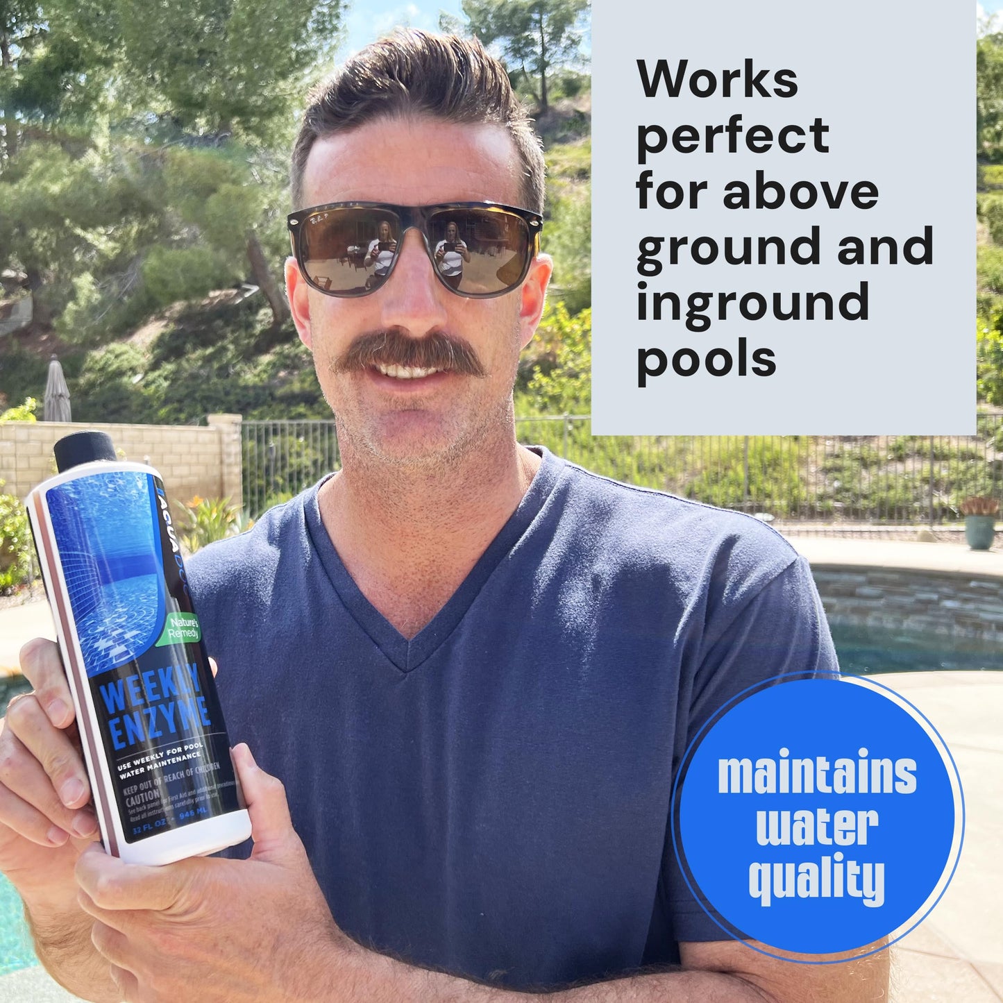 Pool Enzyme Treatment - Weekly Natural Enzymes for Pools Works as an Eco-Friendly, Natural Pool Clarifier for Crystal Clear Pool Water Perfect for Swimming - AquaDoc Pool Chemicals
