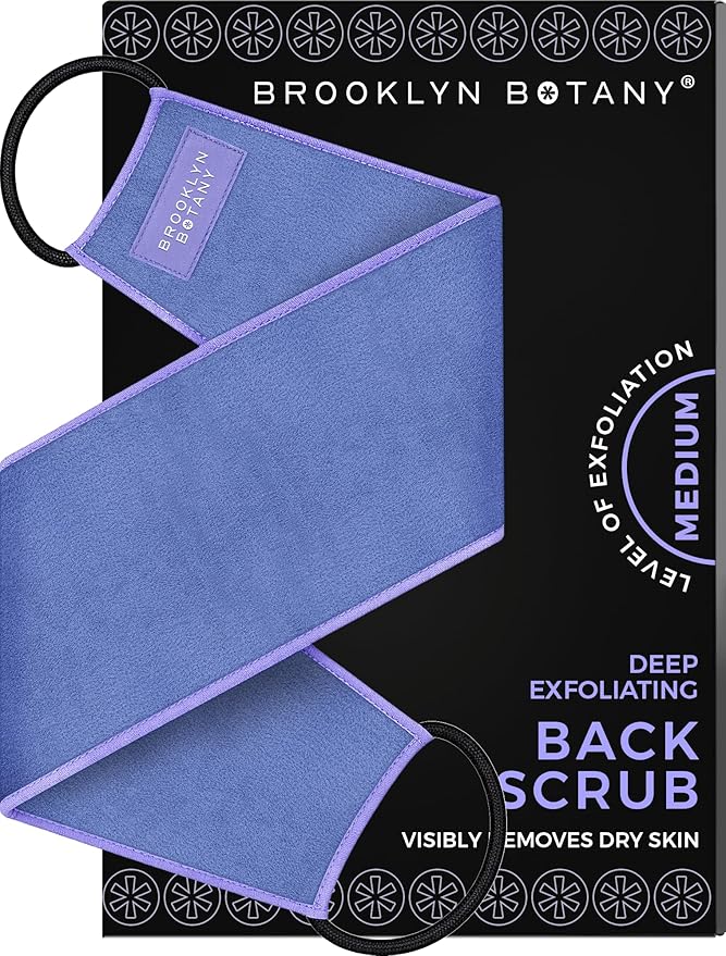 Brooklyn Botany Exfoliating Back Scrubber for Shower and Bath with Handles – Heavy Duty Exfoliating Body Scrubber for Massage and Dead Skin Remover for Body – 32.5” x 5”