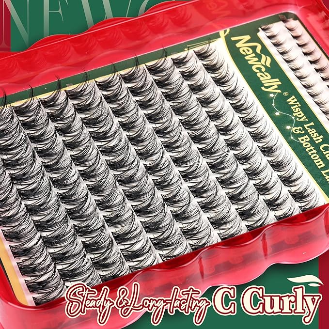 Wispy Lash Clusters Kit Natural Eyelash Clusters Kit C-curly Individual Lashes Kit Cluster Eyelash Extensions Kit 10-16 MM DIY Lash Extension Kit with Bottom Lashes by Newcally