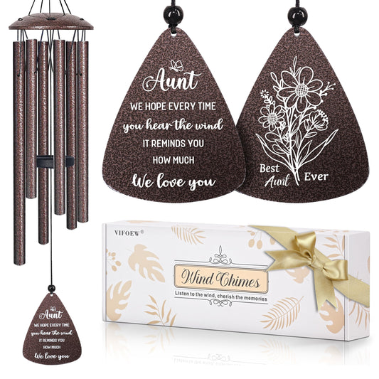 Aunt Gifts, 32" Bronze Wind Chimes, Birthday Gifts for Auntie from Niece Nephew, Auntie Gift Ideas, Best Aunt Ever Gift for Women Birthday Christmas Mother's Day, Home Decor