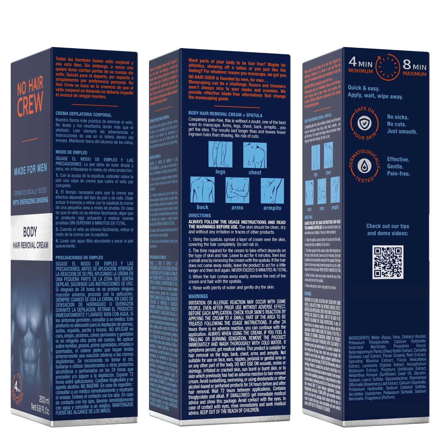 No Hair Crew | Intimate & Body Male Hair Removal Cream Bundle | Painless, Flawless, Soothing Depilatory for Manscaping Unwanted Coarse Male Hair