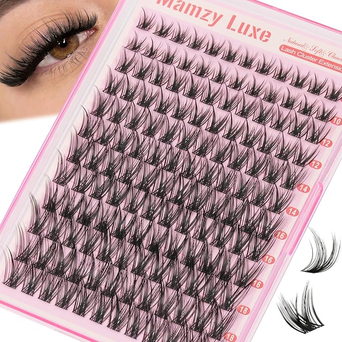 Lash Clusters Wispy Eyelash Clusters D Curly 10-18MM Cluster Eyelash Extensions 144PCS Individual Lashes Thin Soft Lashes Clusters Band DIY False Eyelashes Extension
