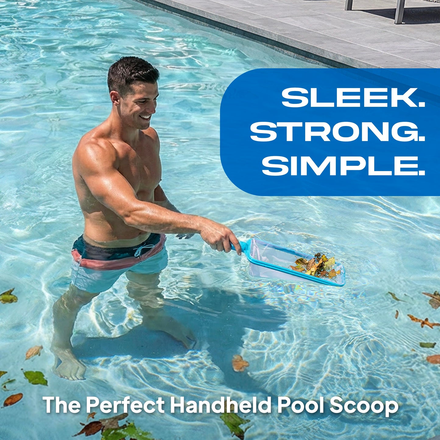 The Skimmie Swim-N-Scoop in-Pool Handheld Skimmer Net for Scooping Debris, Leaves, and Bugs While Swimming