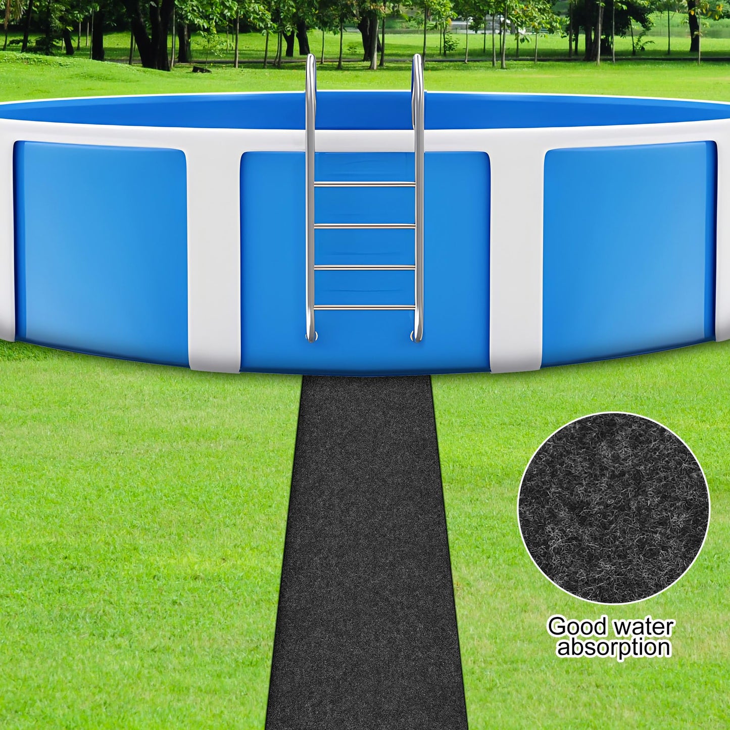 codree 10 Ft x 16 Inch Above Ground Pools Pathways- Absorb Water Pools Ground Walkways- Pool Spa Floor Mat Pad for Above Ground Pools, Spas, Hot Tubs
