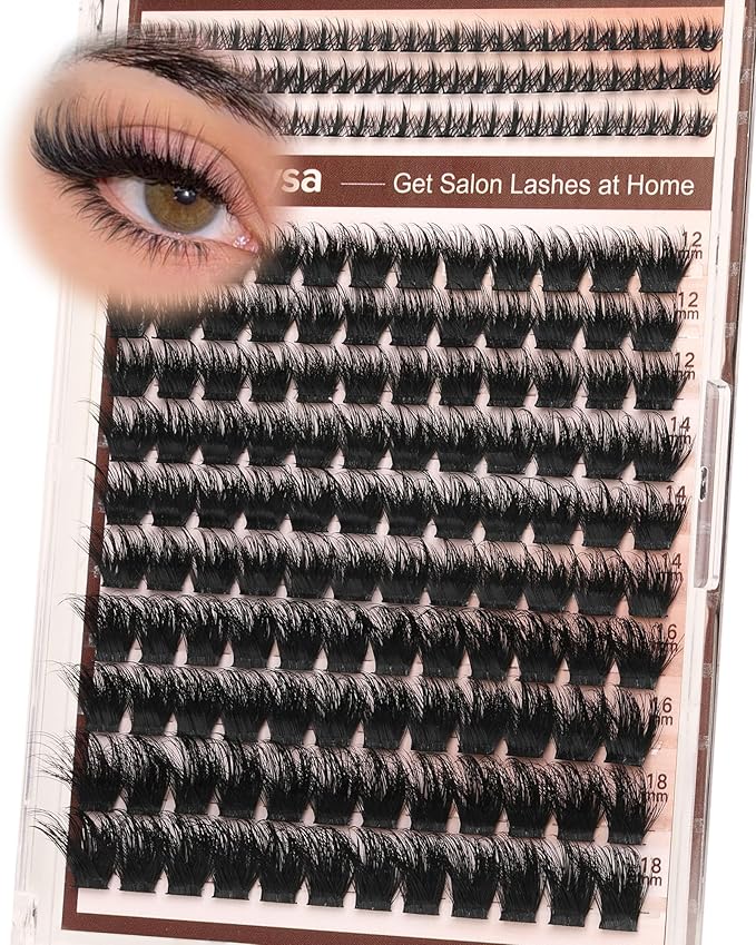 Fluffy Lash Clusters Wispy Eyelash Clusters Natural Lash Clusters Volume DIY Eyelash Extensions 12-18mm with Bottom Lashes Soft Thin Band Individual Lashes for Dramatic Look by Focipeysa Lashes