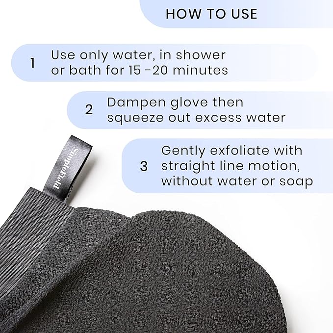 SimpleField Korean Exfoliating Mitt for Remove Dead Skin. 100% Viscose Deep Kessa Exfoliating Glove for Body Scrub, Keratosis Pilaris and Self Tanning Removal. Easily Smooth Skin Surface. (1 Piece)