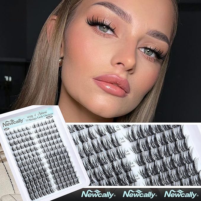 Wispy Lash Clusters Natural DIY Lash Extension Manga Spiky Cluster Eyelash Extension CD-curly Eyelash Clusters 10-16MM Individual Lashes Cat Eye Look by Newcally