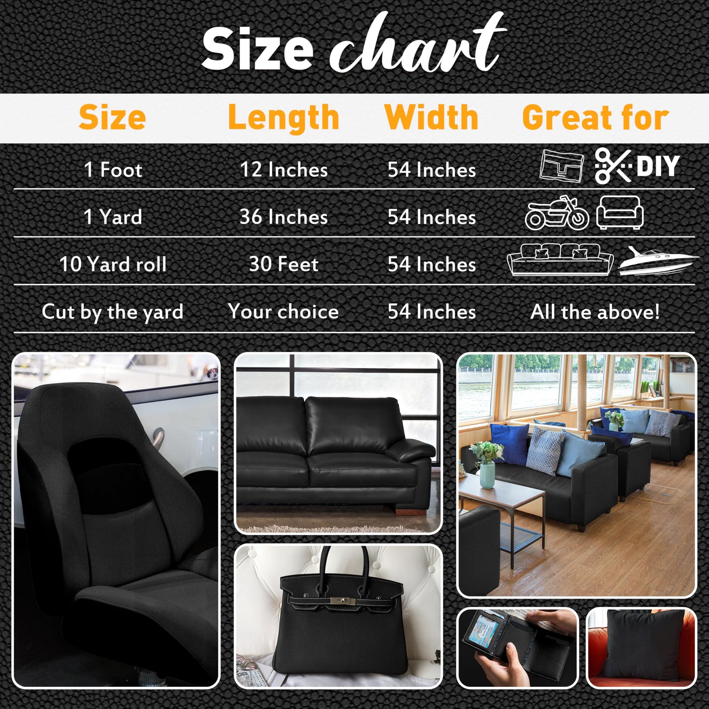Self-Adhesive Marine Vinyl Faux Leather: Meneng 3 Yard Roll Heavy Duty Boat Seat Vinyl - Waterproof & Scratch-Resistant for Marine Upholstery - Leather Repair Patch for Furniture Sofa Couch