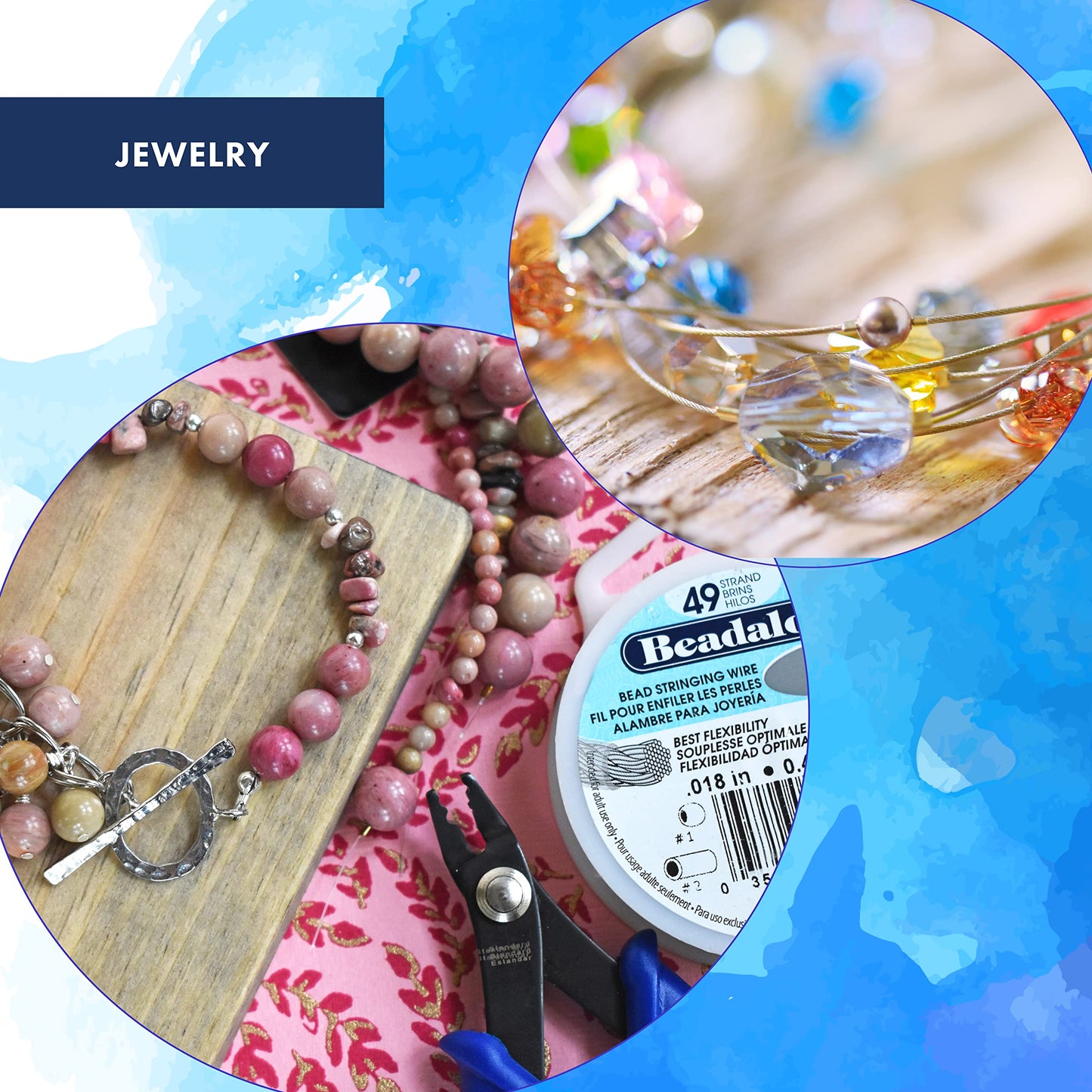 Beadalon 49 Strand Stainless Steel Bead Stringing Wire, .024 in / 0.61 mm, Black, 30 ft / 9.2 m