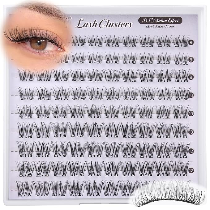 ALICE Natural Short Lash Clusters Invisible Band Wispy Eyelash Clusters 8-12mm Cluster Eyelash Extensions Lash Extensions DIY Individual Lashes