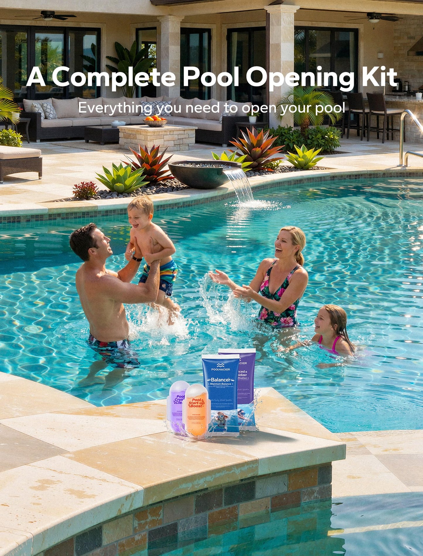 POOLHACKER 5 in 1 Pool Opening Kit - Pool Start Up Kit for Above Ground & Inground Pools, Easy to Use, Up to 15,000 Gallons